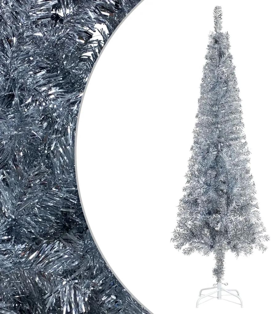 vidaXL Kerstboom met LED's smal 180 cm zilverkleurig