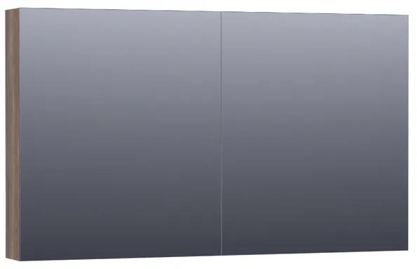 BRAUER Plain Spiegelkast - 120x70x15cm - 2 links/rechtsdraaiende spiegeldeuren - MFC - burned bark SK-PL120BB