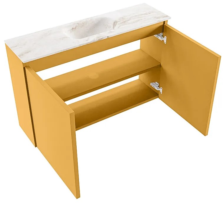 Mondiaz Ture DLux toiletmeubel 80cm ocher met wastafel frappe midden zonder kraangat