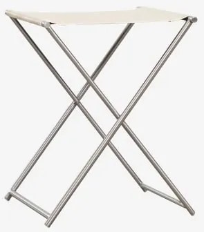 Opvouwbare Lage Kruk 50 Cm Van Leer En Roestvrij Staal Dravena Beige – Crème - Sklum