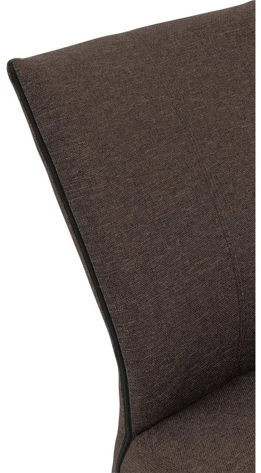 Goossens Eetkamerstoel Funk RVS Poten bruin stof leuning en Transparant skater wiel met rvs kapmet wielen, modern design