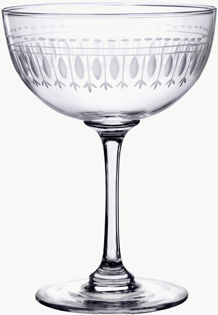 Mondgeblazen kristallen champagneglazen Ovals, 6-delig