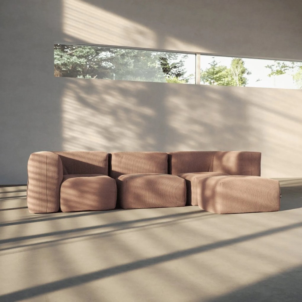 Soft Zitzak Indoor 3 Seater + Pouf - Corduroy Rose