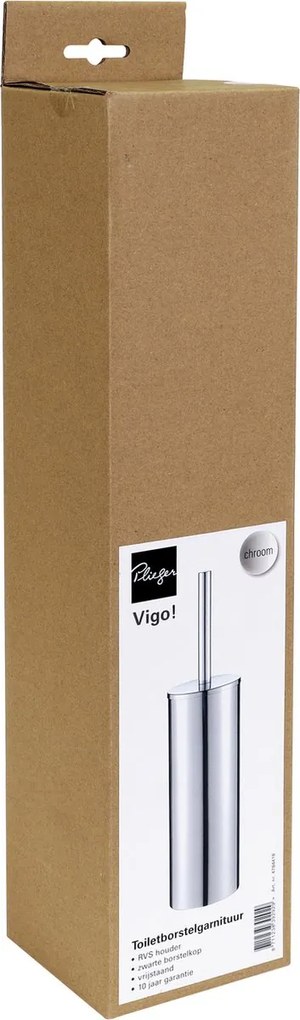 Plieger Vigo vrijstaande toiletborstel met deksel chroom