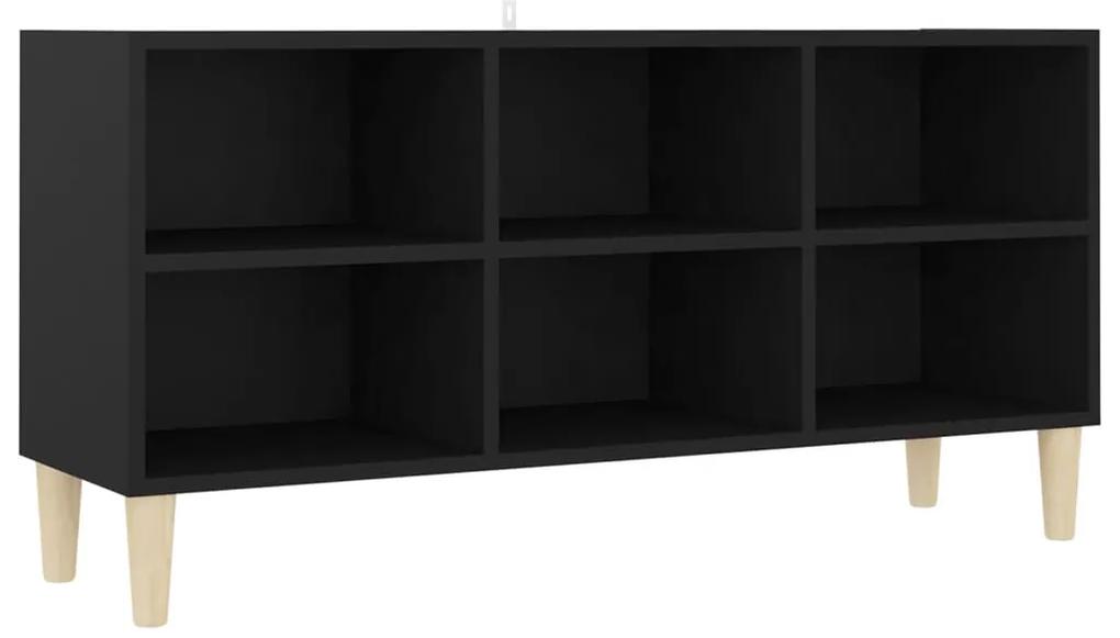 vidaXL Tv-meubel met massief houten poten 103,5x30x50 cm zwart
