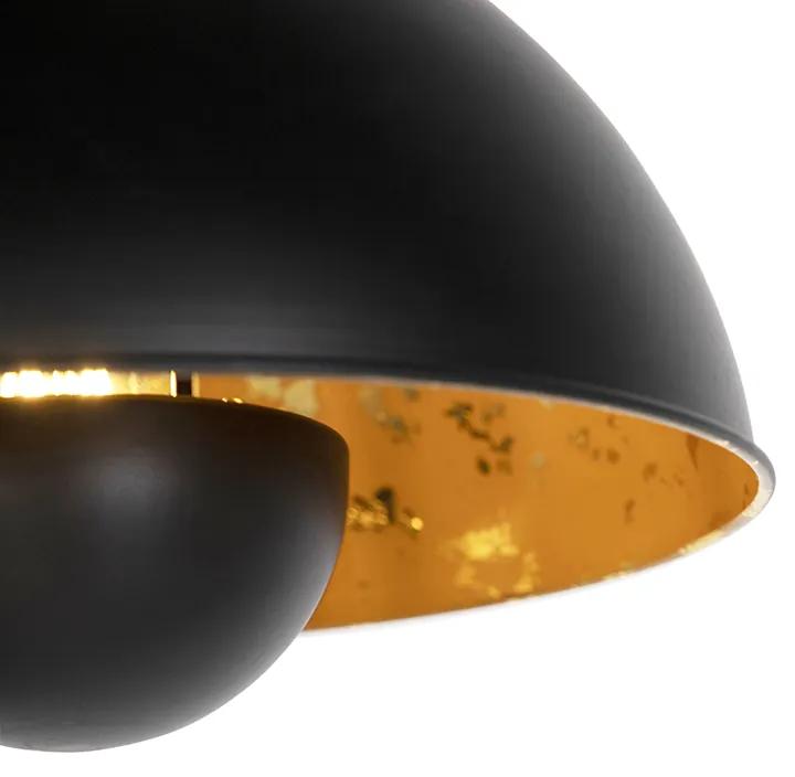 Eettafel / Eetkamer Industriële hanglampen zwart met goud 2-lichts - Magna Eglip Industriele / Industrie / Industrial E27 rond Binnenverlichting Lamp