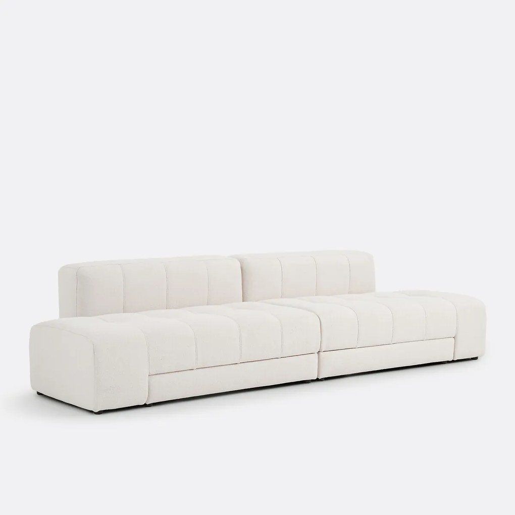 Rechte sofa, 5 zits, 4 in 1, in fijne bouclé stof, FANO
