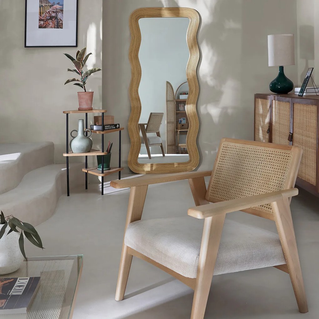 Golvend spiegel in rotan H180 cm, Kiza