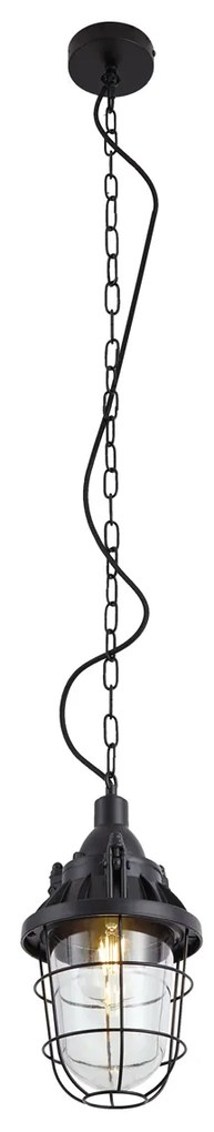 Industriële hanglamp zwart met glas - Cabin