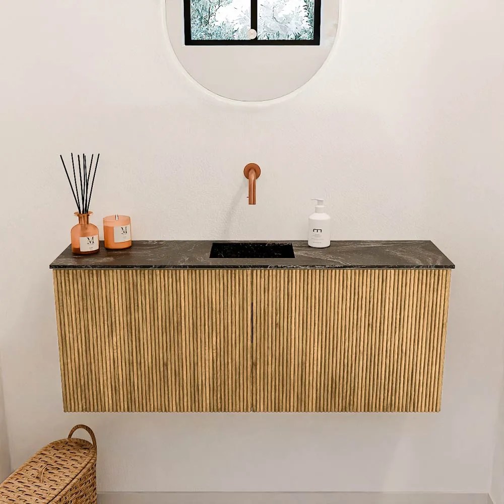Mondiaz Joya DLux 100cm toiletmeubel oak met wastafel faye midden zonder kraangat lava