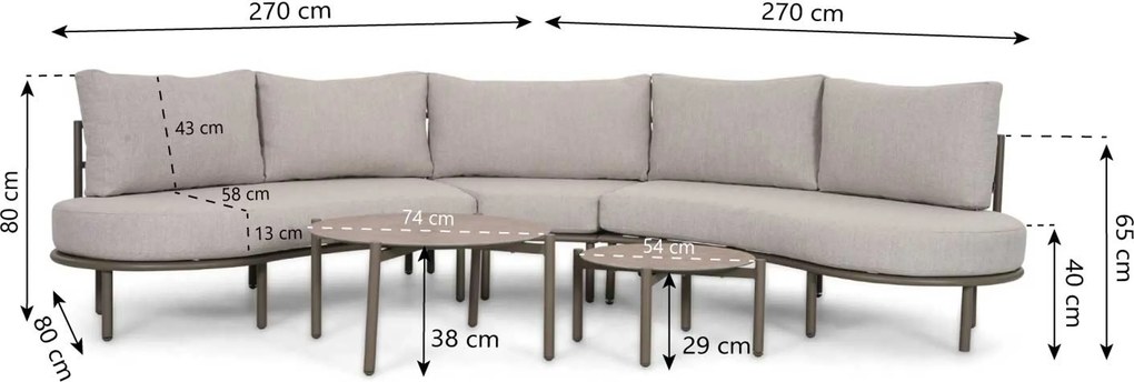 Loungeset tuin 5 personen Aluminium Taupe Lifestyle Garden Furniture Perla