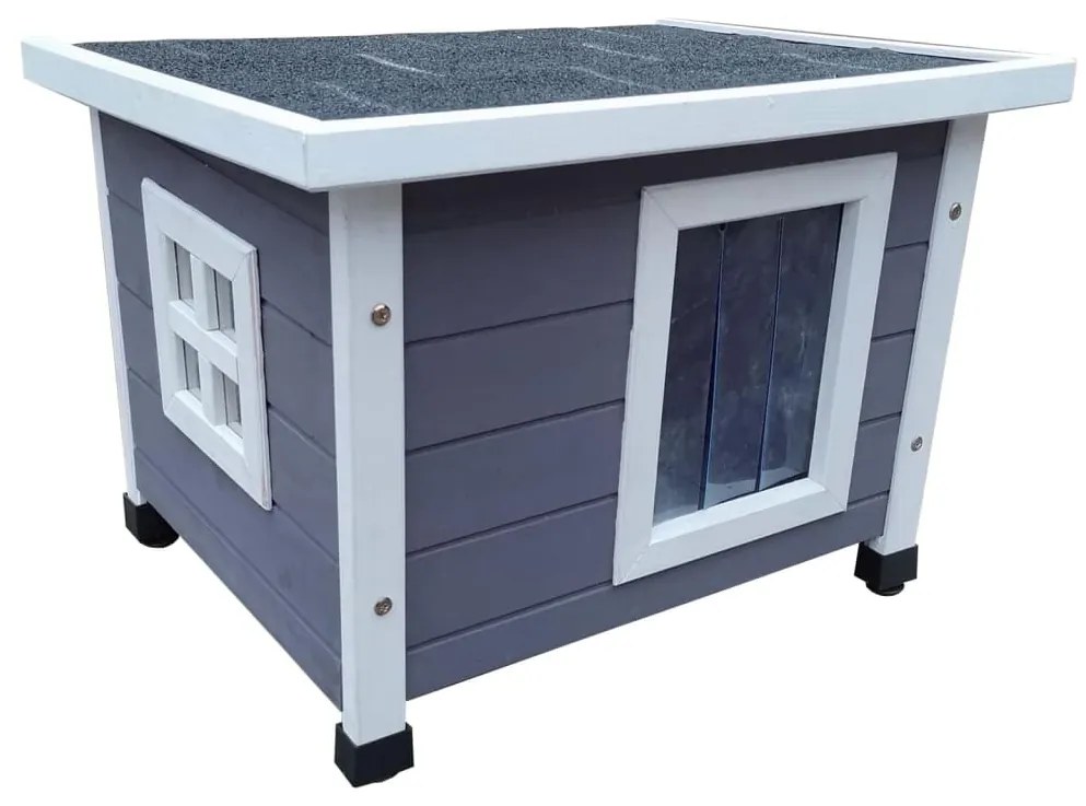 @Pet Kattenhuis voor buiten XL 68,5x54x51,5 cm grijs en wit