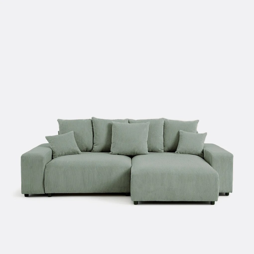 Omvormbare hoekbank met koffer, ribfluweel, LOMI