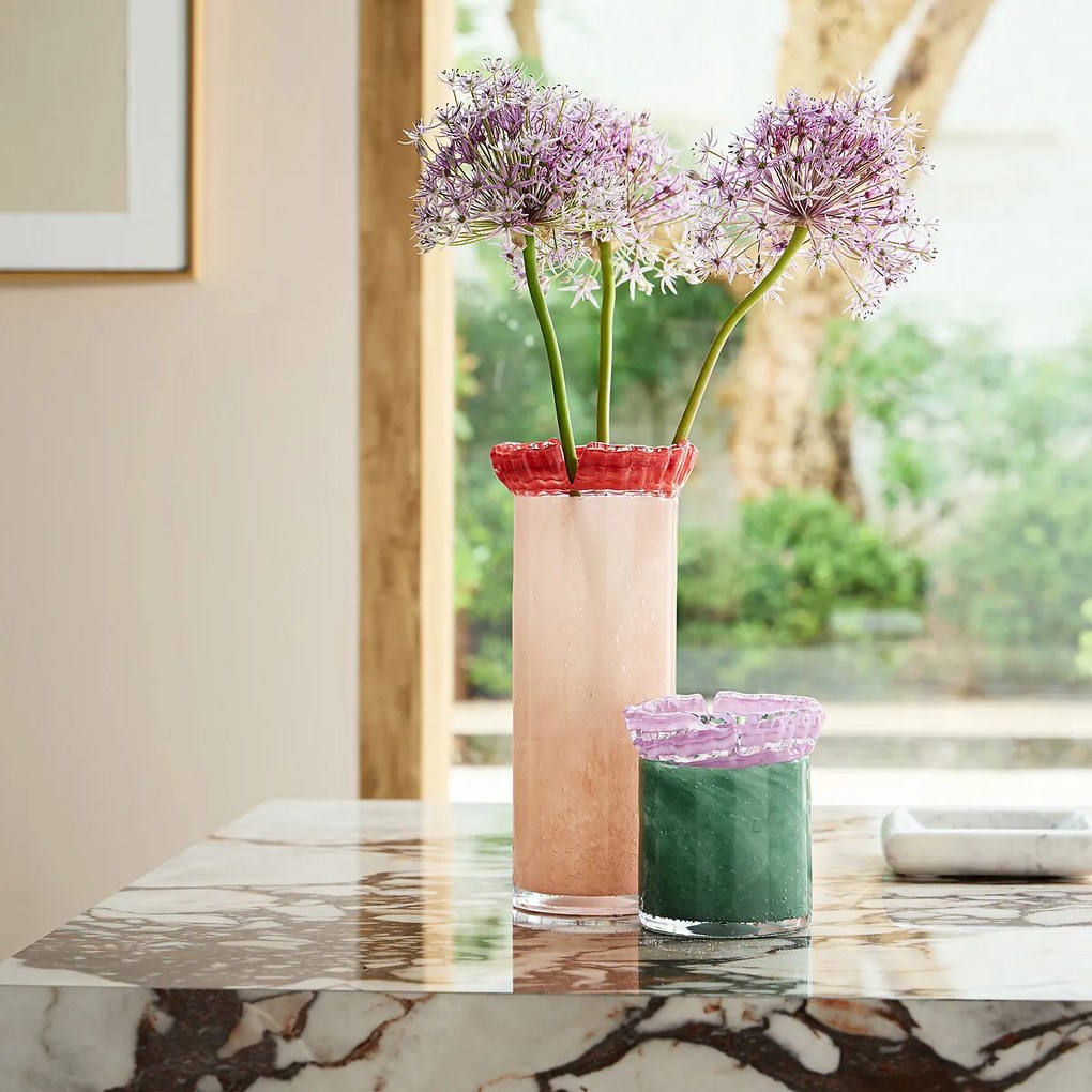 Met de hand gesneden glazen vaas H26,5 cm, Eloria