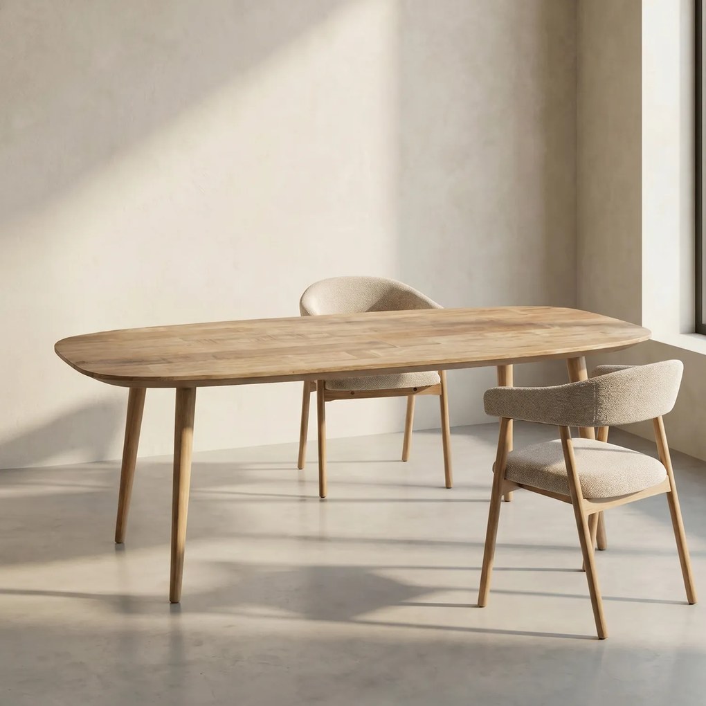 Eettafel Teak Met Afgeronde Hoeken 220 Cm - 220 X 100cm.