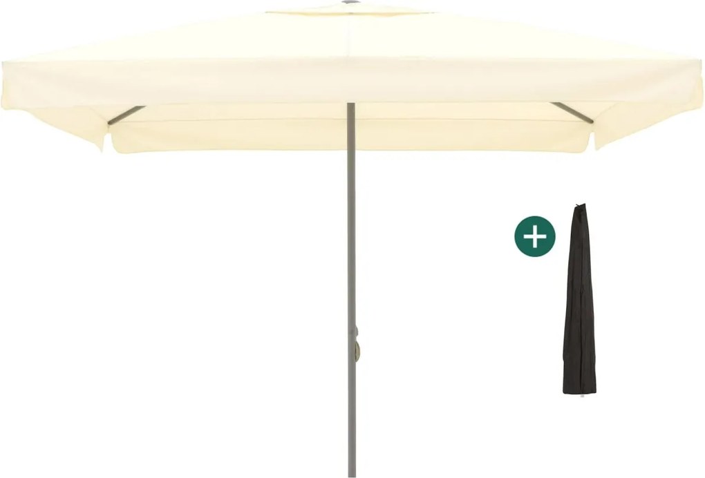 Parasol Shadowline Bonaire | Inclusief hoes | Vierkant | 350x350cm | Met katrol | Wit | Kees Smit Tuinmeubelen