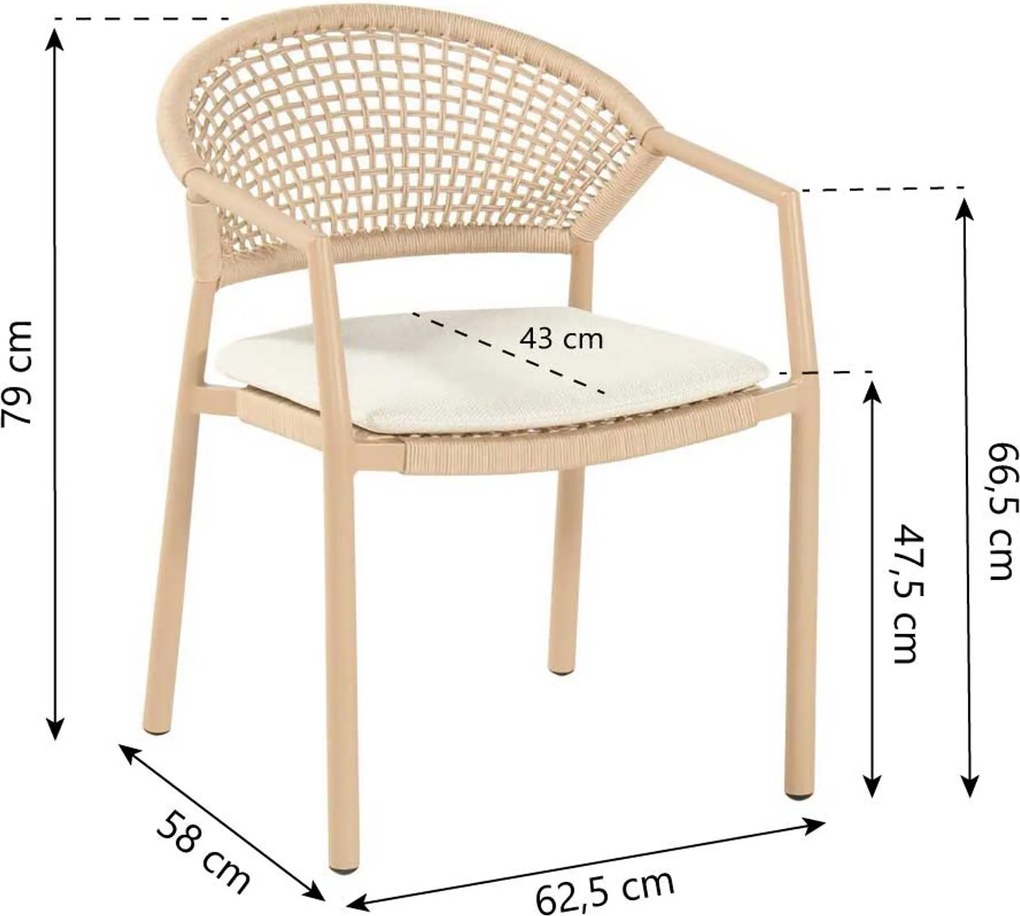 Hartman Taragona Stacking Chair Cappuccino Rope Taupe