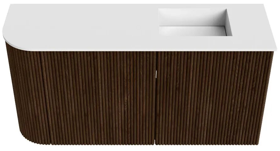 Mondiaz Joya 80cm toiletmeubel ronding links walnut met wastafel faye rechts zonder kraangat talc