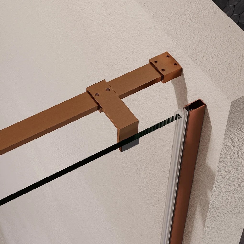 Brauer Stellar nisdeur met vaste wand 140cm koper geborsteld PVD