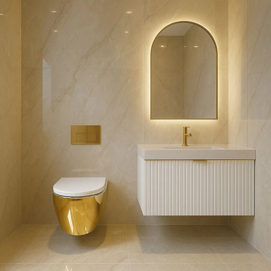 Hangtoilet Rea Carlo Mini Tornado NF WHITE GOLD