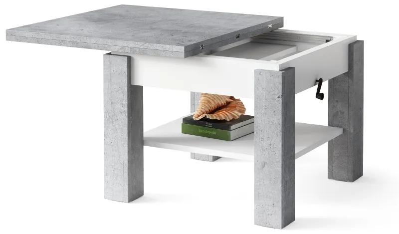 CLEO beton/wit, uitschuifbare salontafel