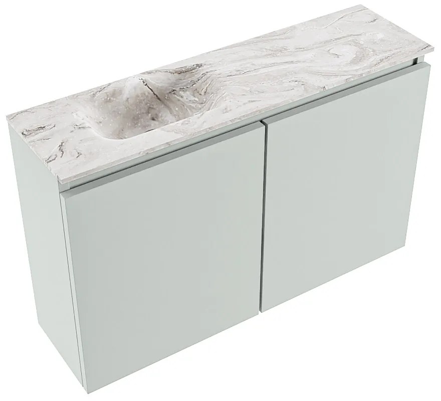 Mondiaz Ture DLux toiletmeubel 80cm greey met wastafel glace links zonder kraangat