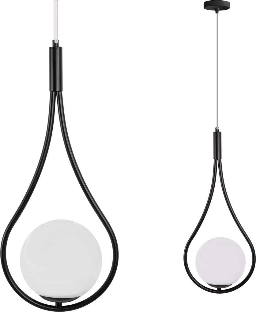 GLAZEN BOL SPIRAAL HANGLAMP G111-1W JUODA E27
