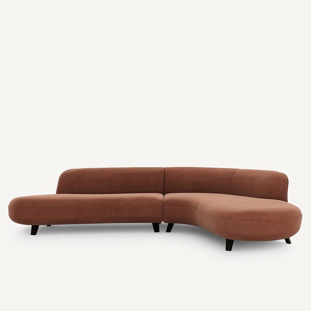 Fluwelen hoekbank, Rosebury, ontwerp Emmanuel Gallina