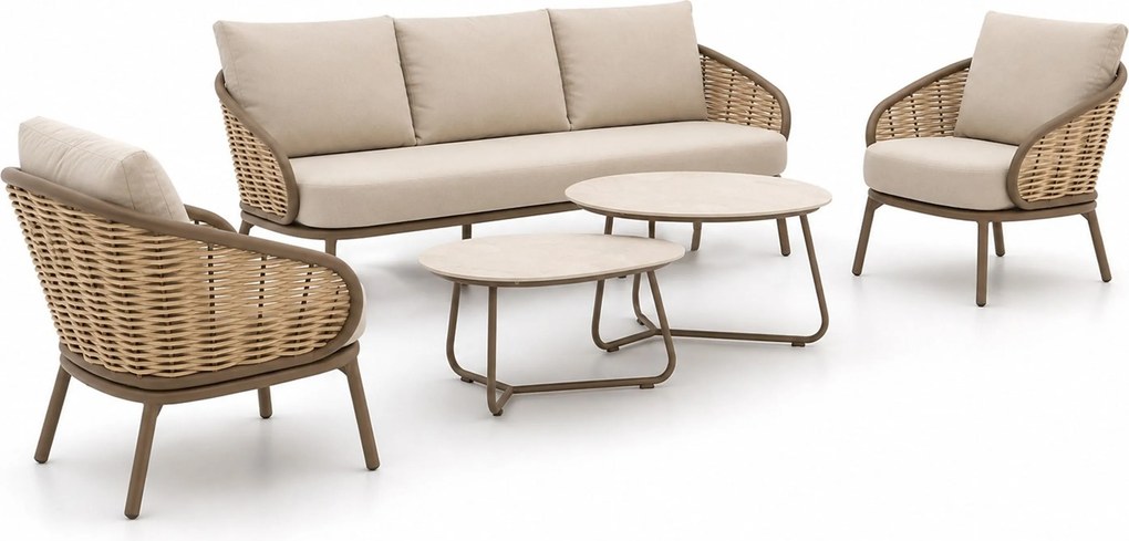 Stoel en Bank Loungeset 5 personen Aluminium Taupe  Apple Bee Pine