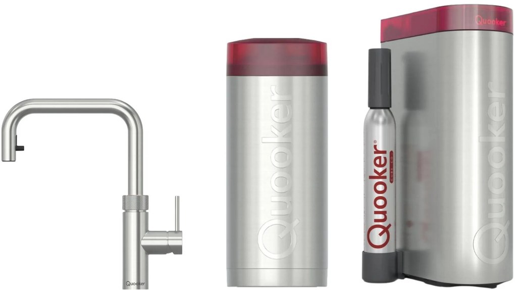Quooker Flex Square met COMBI+ boiler en CUBE reservoir 5-in-1 kokendwaterkraan RVS