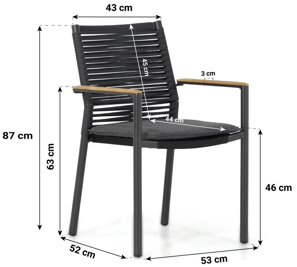 Tuinset Ronde Tuintafel 120 cm Teak/Rope Grijs 4 personen Santika Furniture Santika