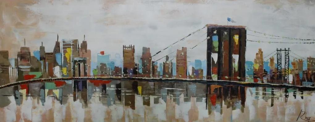 Schilderij - Handgeschilderd - Brooklin Bridge 2, 150x60cm