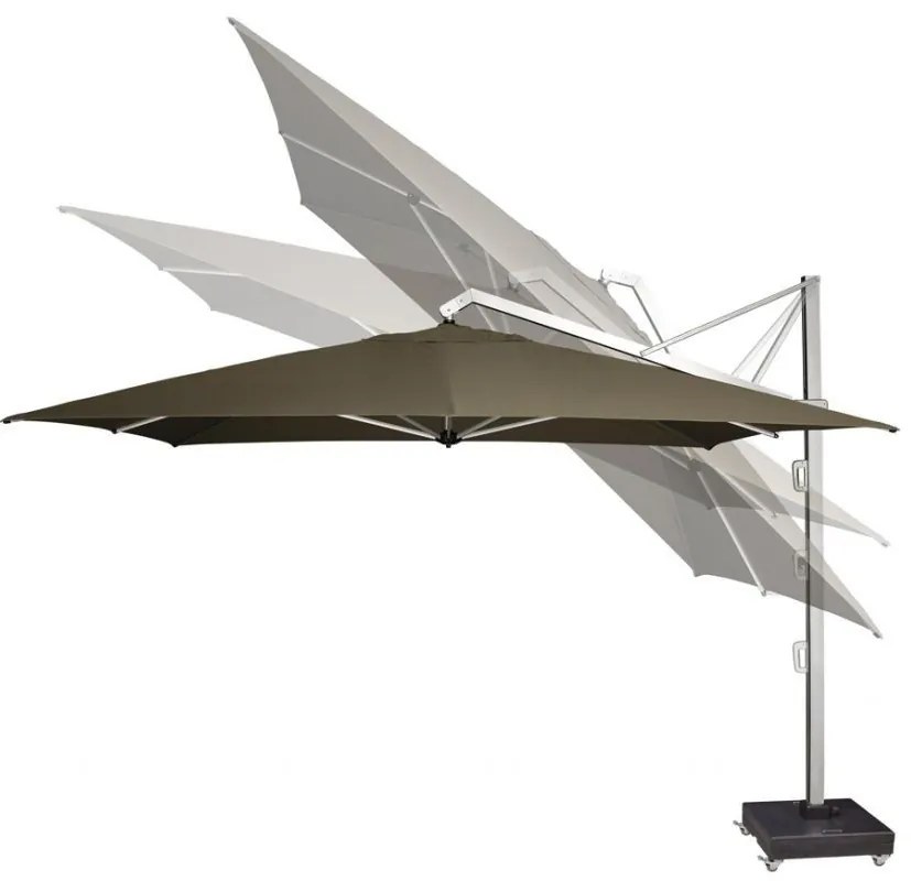 Platinum Icon T1 Zweefparasol - 4x3m. - Havanna taupe met voet en hoes