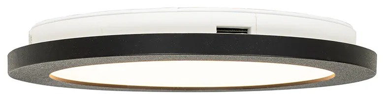 Moderne plafonnière zwart 22,5 cm incl. LED IP44 - Steve Modern IP44 rond Binnenverlichting Lamp