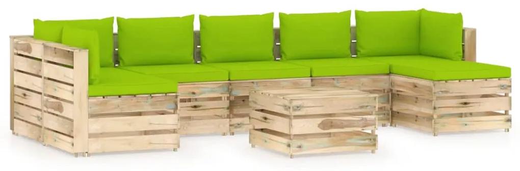 vidaXL 8-delige Loungeset met kussens groen geïmpregneerd hout