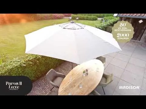Madison Paros 2 luxe stokparasol - 300 cm. - Safier Blue OP=OP