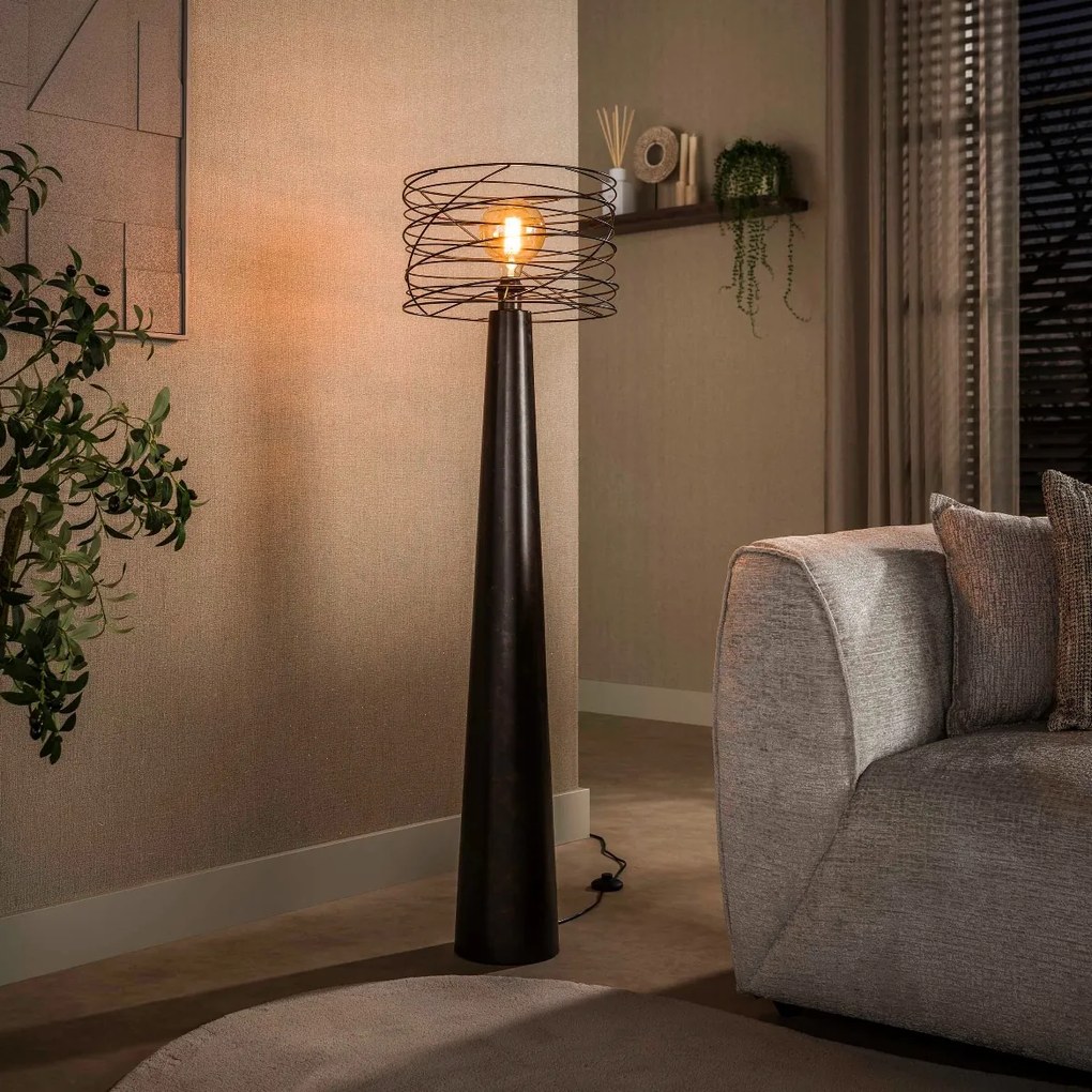 Vloerlamp Met Open Draadkap Bruin
