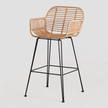 Set Van 4 Hoge Tuinkrukken Van Eska Synthetisch Rotan Zwart & ↑75 Cm - Sklum