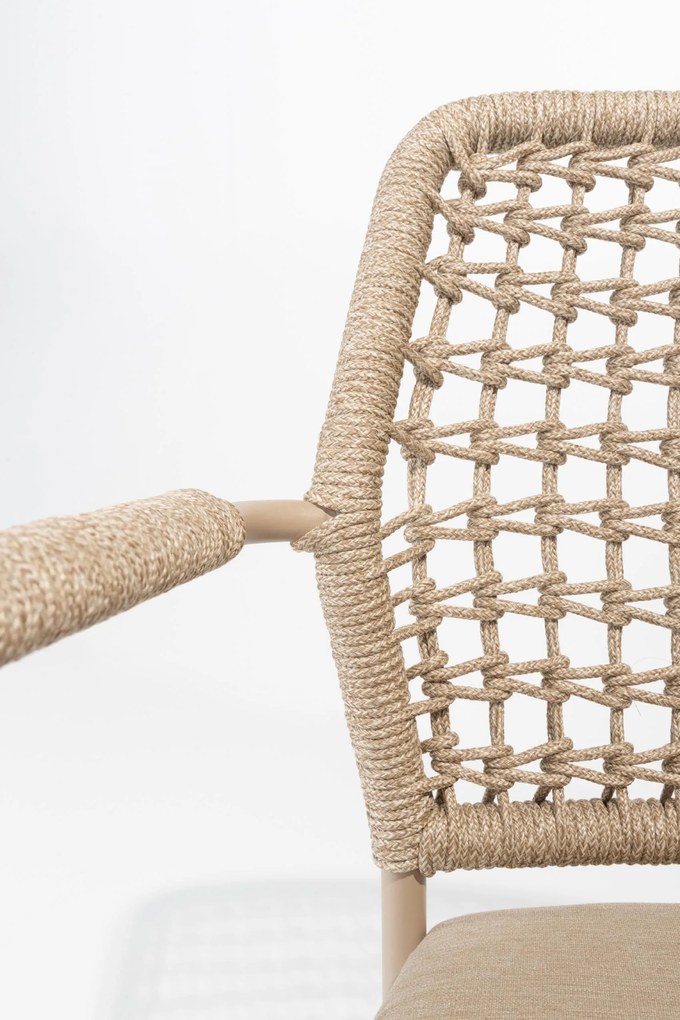 Taste by 4 Seasons Barista tuinset latte met Donato tuintafel latte met geprint keramisch blad Ø 160 cm Tuinset   beige weerbestendig