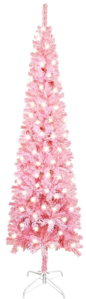 vidaXL Kerstboom met LED's smal 180 cm roze