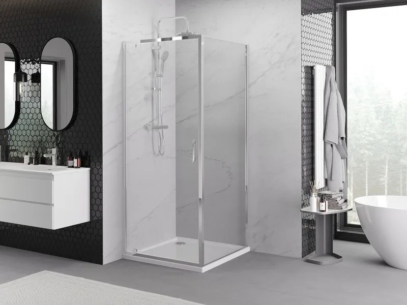 Mexen Exo-BR draaibare douchecabine 90 x 90 cm, transparant, chroom - 8181-090-090-01-00