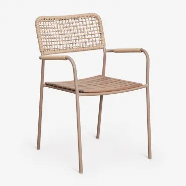 Stapelbare Set Van 2 Tuinstoelen Met Armleuningen Van Staal En Acaciahout Tilda Moka Bruin - Sklum