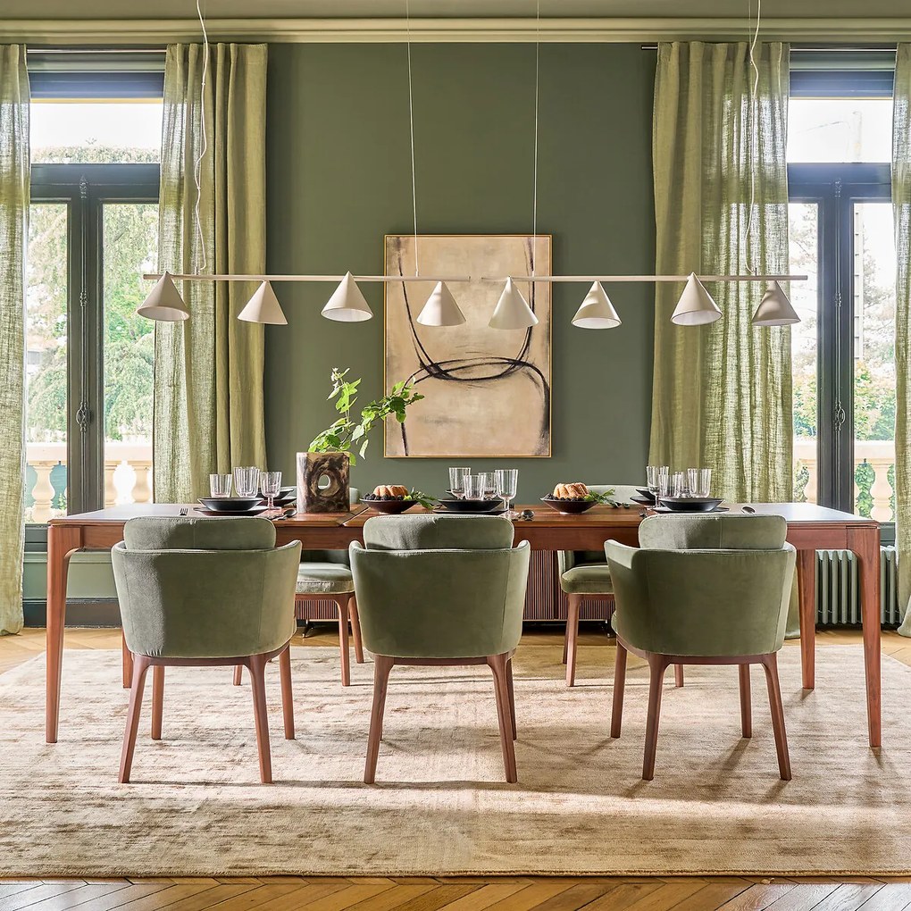 Uittrekbare tafel, massief notenhout en fineer, Sanara