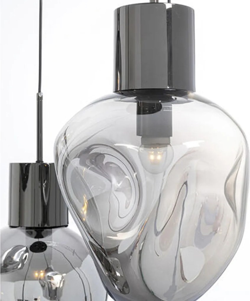 Trapse Hanglamp Gedeukt Glas Zilver
