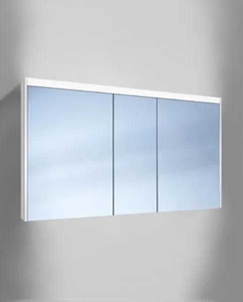 Schneider O-Line spiegelkast m. 3 deuren (50/30/50) met LED verl. boven en indirecte verl. onder 130x74.5x12.5cm v. opbouwmontage 1643310202