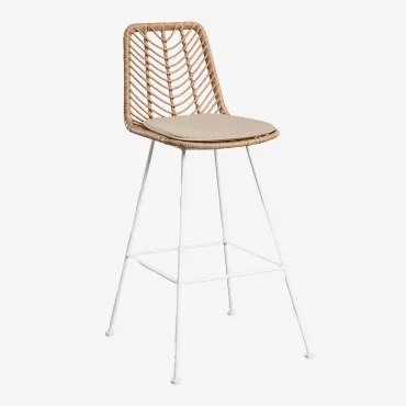 Set Van 4 Hoge Tuinkrukken In Gouda Natural Synthetisch Rotan Natuurlijk & ↑75 Cm & Wit & Bruin – Zand - Sklum