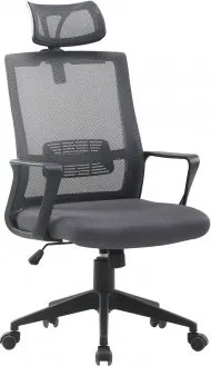 Kantoorkruk Met Wielen En Hoofdsteun Van Polypropyleen Teill Black Grijs – Grafiet - Sklum