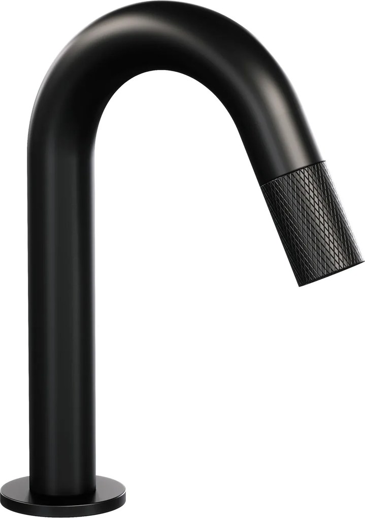Brauer Black Carving opbouw fonteinkraan met gebogen uitloop mat zwart