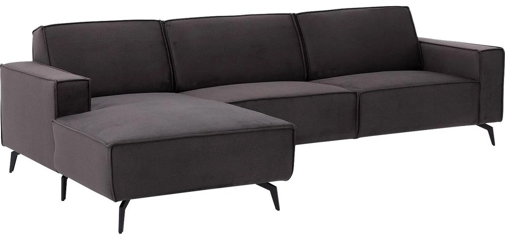 Goossens Hoekbank Hercules antraciet, stof, 2,5-zits, modern design met chaise longue links