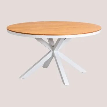 Ronde Tuintafel Van Eucalyptus- En Aluminiumhout Archer Gardenia Wit & Ø140 Cm - Sklum